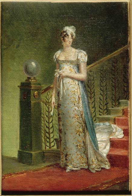 Portrait of Caroline Murat descending the staircase of Elysee Palace